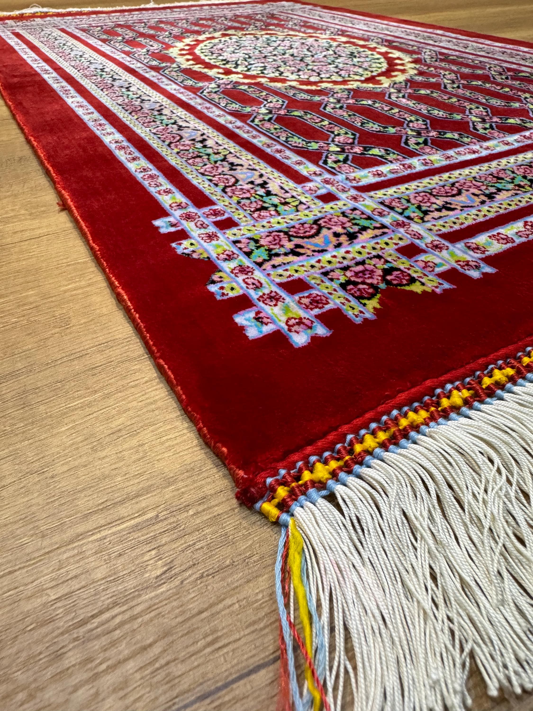 2x3 Mini Silk Rug, Red Silk Rug, 2x3 Red Silk Carpet, Unique Silk Rug ...