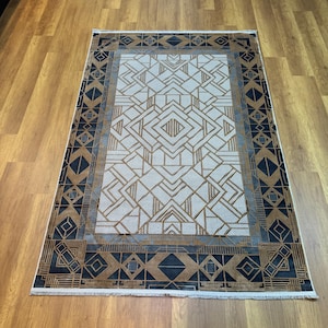 5x8 Area Rug, Gray Gold Silk Rug, Living Room Rug, Unique Silk Rug, Bamboo Silk Rug, Gorgeous Silk Rug, Home Decor, Luxury Silk Rug, Carpet