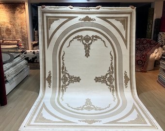 Gold Silk Rug, 7x10 Gold Rug, Gold Palace Rug, Large Gold Rug, Area Rug, Bamboo Silk Rug, Unique Silk Rug, High Quality Rug, Living Room Rug
