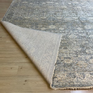 8 x 10 blauw Turks vloerkleed, gedempt oversized tapijt afbeelding 8