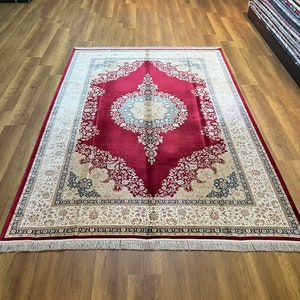 Red Silk Rug, Oriental Silk Rug, Traditional Silk Rug, Turkish Rug, 7x10 Area Rug, Red Rug For Living Room, Gorgeous Rug, Top Quality Carpet