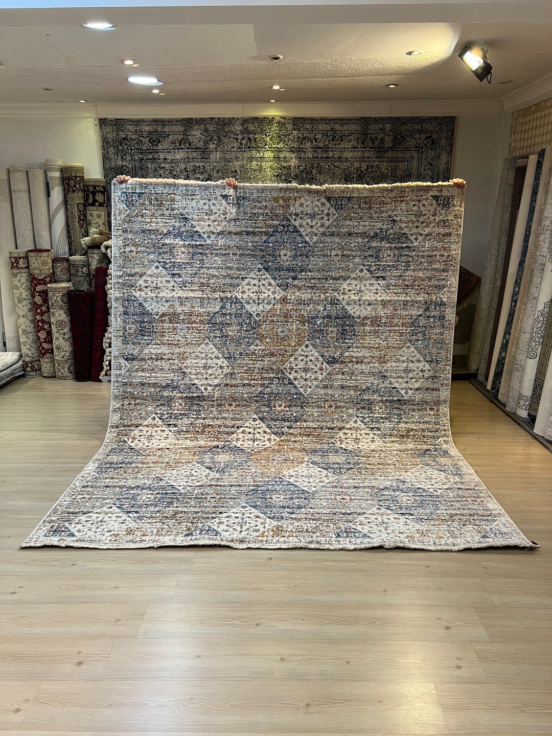 Large Geometric Area Rug, Multicolor Living Room Rug (7.87 X 10.17 Ft ...