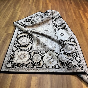 7 x 10 Fuß Luxus Seidenteppich, Großer Seidenteppich, Bambus Seidenteppich, Schwarz Gold Teppich, Wohnzimmer Teppich, Orientalischer Seidenteppich, Einzigartig, Top Qualität