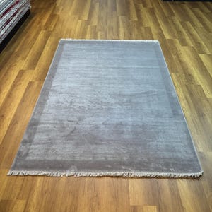 5x8 Area Rug, Gray Silk Rug, Gray Strıped Rug, Bamboo Silk Rug, Living Room Rug, Modern Rug, Bedroom Rug, Top Quality Silk Rug, Luxury Rugs