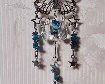 Butterfly, Sun, Moon, Natural Crystal Wind Chime Pendant