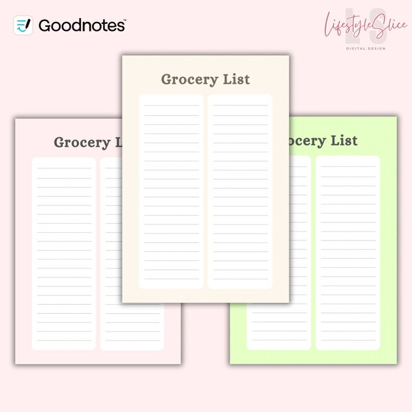 Grocery Shopping List Template Layout for Goodnotes, Notion, Print! Aesthetic, Elegant and Easy to use on iPad, tablet, iPhone and android