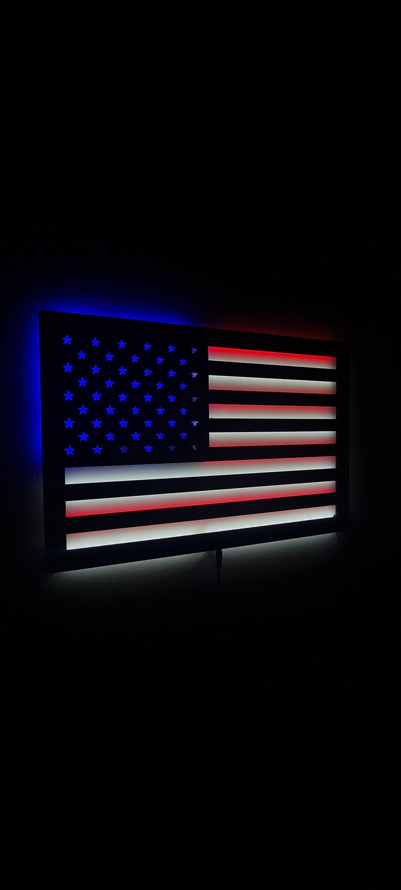 Amerikan Flag Led Lighted Sign, USA Flag Wall Decor, Illuminated Flag ...