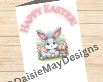 Happy Easter With Bunny Card | 5x7 | Digital Download