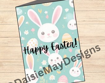 Happy Easter Bunny Card | Digital Download Card | 5x7