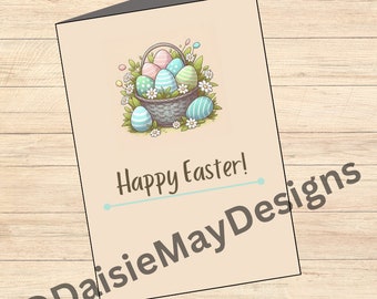 Happy Easter Card | Easter Basket Easter Eggs | Digital Download | 5x7