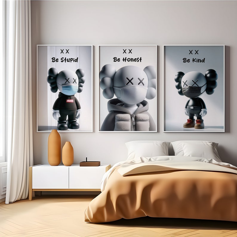 Hypebeast Figure Poster Set ,set of 3,printable KAWS Graffiti Poster ...