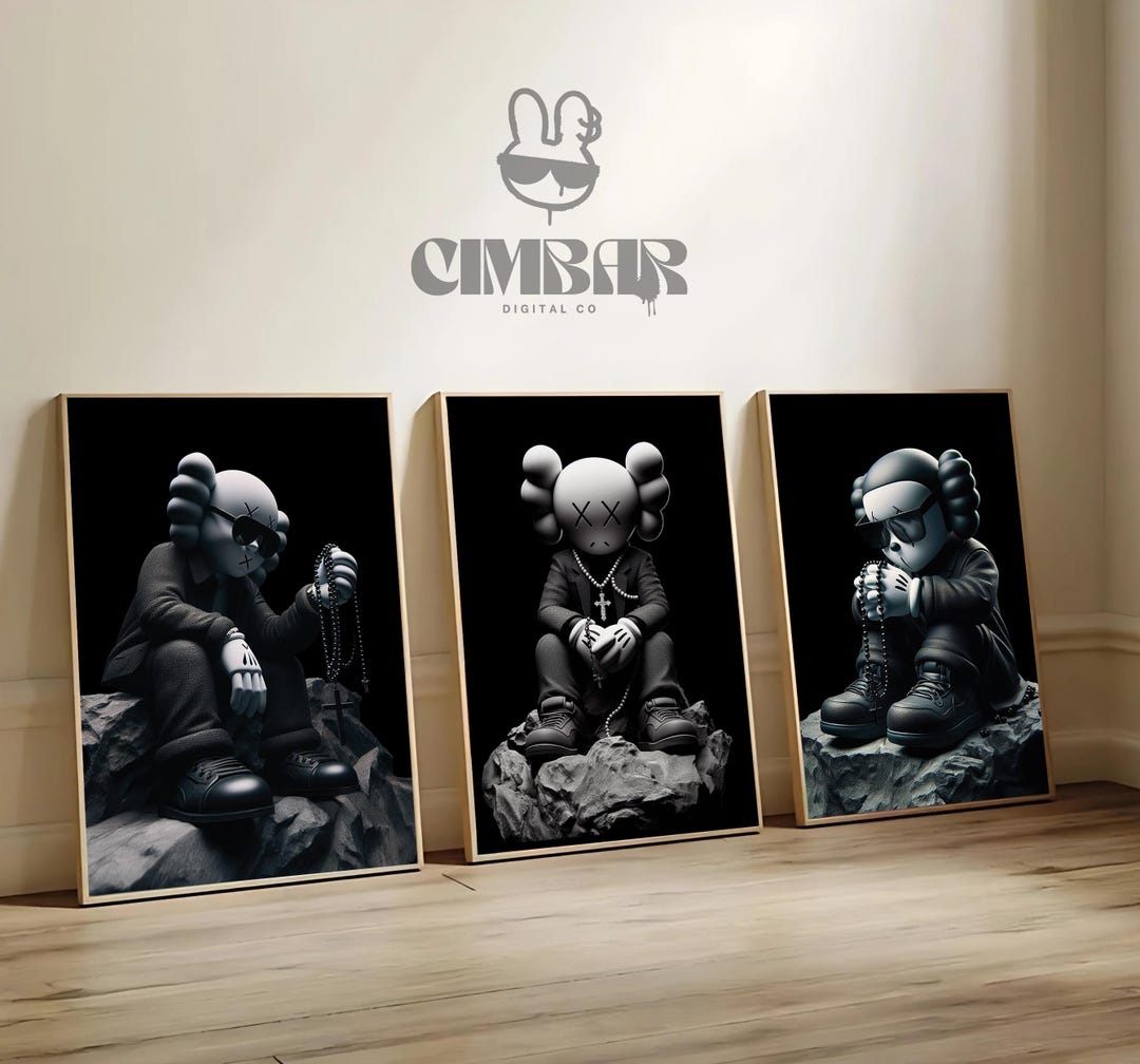 Hypebeast Figure Wall Art Set of 3, Hypebeast Toys Posters, Urban Wall ...
