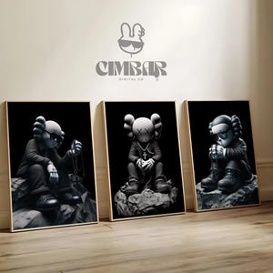 Hypebeast Figure Print Set of 3: Urban Wooden Wall Art