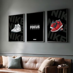 Nike Poster Motivational Quote BLACK DESIGN, Just Do It Poster, Conjunto de 3 Nike Decoration, Nike Poster, Nike Motivation Poster