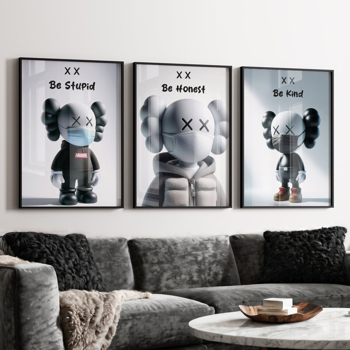 Hypebeast Figure Poster Set ,set of 3,printable KAWS Graffiti Poster ...
