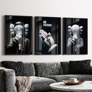 Juego de 3 carteles con figuras de Christian Hypebeast, póster de graffiti de KAWS imprimible, juguetes Hypebeast, zapatillas Hypebeast, DESCARGA DIGITAL