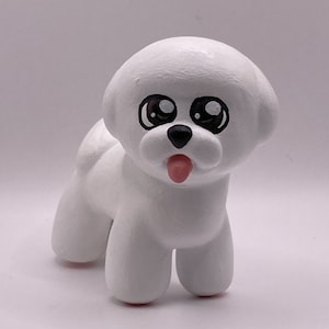 Customized 3d printed and painted dog Bichon Frise