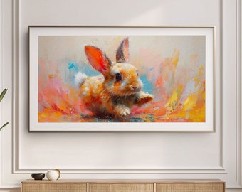 Easter Bunny Oil painting 4K Frame TV Art, Easter home decore, Easter Gifts, TV Digital Art for Frame TV for Easter holiday