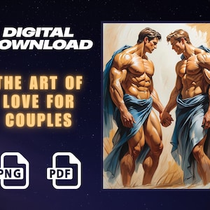 The Art of Love for Couples, Gay Male Romantic, Digital Art, lgbtq+ (PNG & PDF)