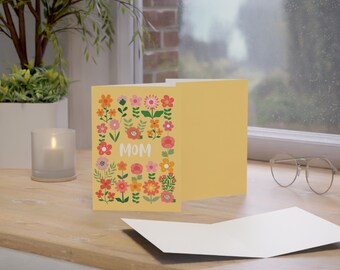 MOM | Mothers Day Card Yellow with Flowers Mom