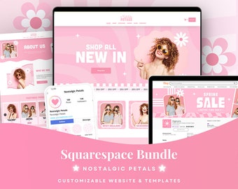 Pink Retro Squarespace Theme: Feminine Website Template