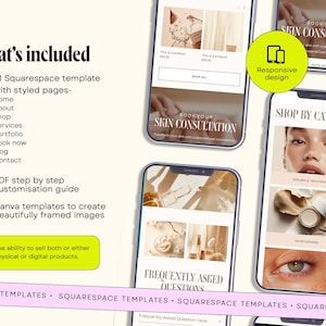 Esthetician Website, website template, Squarespace template, skincare website, beauty website, spa website, salon website, squarespace theme, luxury website, skin website, cosmetic website, esthetician theme, skin care website