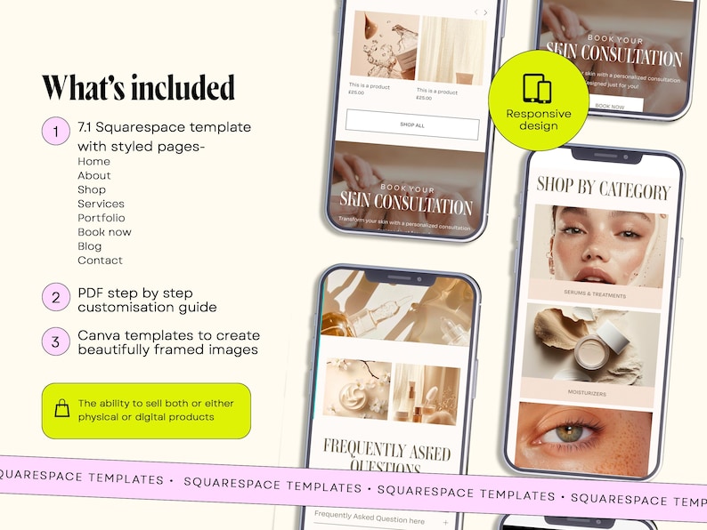 Esthetician Website, website template, Squarespace template, skincare website, beauty website, spa website, salon website, squarespace theme, luxury website, skin website, cosmetic website, esthetician theme, skin care website