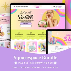 Colorful website, squarespace template, bold website template, template colorful, pastel website template, crafts squarespace, squarespace theme, branding bundle, template funky, retro colorful, kids rainbow, store template, clothing boutique