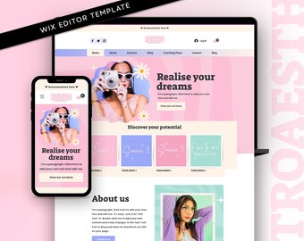 Pink Retro Wix Website Template: Coach, VA, Small Business
