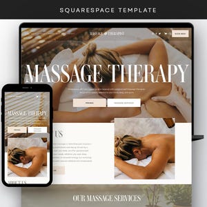 May include: Website for a massage therapy business. The website features a photo of a person receiving a massage and text that says "Massage Therapy".