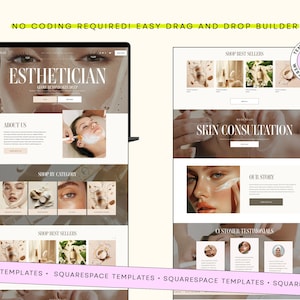 Esthetician Website, website template, Squarespace template, skincare website, beauty website, spa website, salon website, squarespace theme, luxury website, skin website, cosmetic website, esthetician theme, skin care website