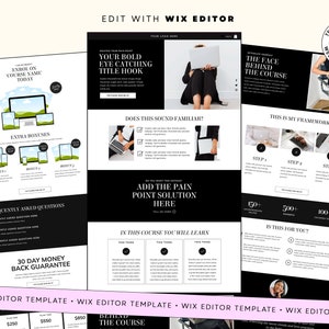 Wix Editor, faceless sales page, sales page template, landing page, luxury template, black website, online course, digital products, coaching website, wix theme, life coach, consultant website, consultancy template
