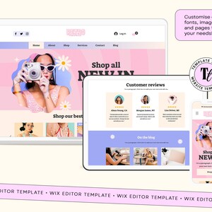 Retro ecommerce, retro wix, website design, wix template nail, template pink, colorful wix, website handmade, blog templates, store website, boutique wix, wix commerce, website template, wix editor