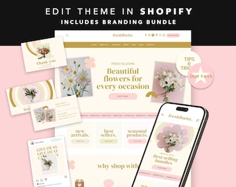 Florist Shopify Website Theme, Flower Shop Template, Delivery Store