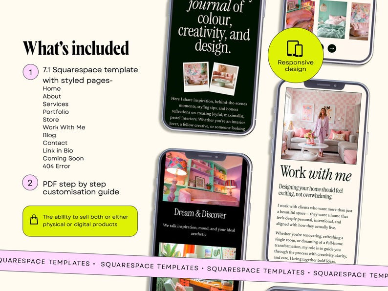 Interior Design Website Template Feminine Squarespace Template for ...