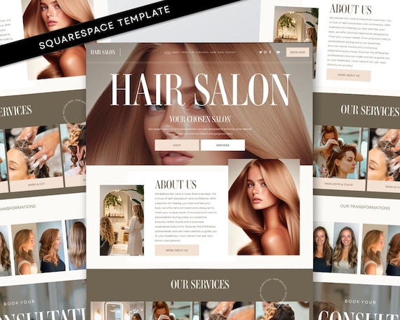 Hair Salon Squarespace Website Template: Modern Design