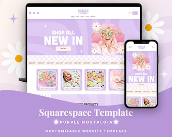 Purple Retro Squarespace 7.1 Website Template