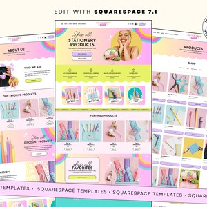 Colorful website, squarespace template, bold website template, template colorful, pastel website template, crafts squarespace, squarespace theme, branding bundle, template funky, retro colorful, kids rainbow, store template, clothing boutique