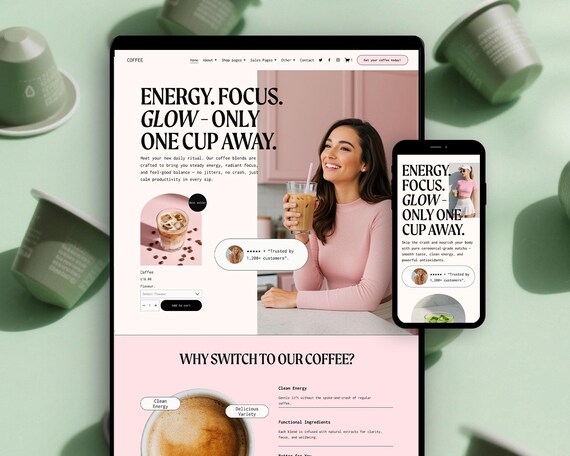 Designed to Convert Squarespace Template Website for Coffee, Wellness & Lifestyle Brands