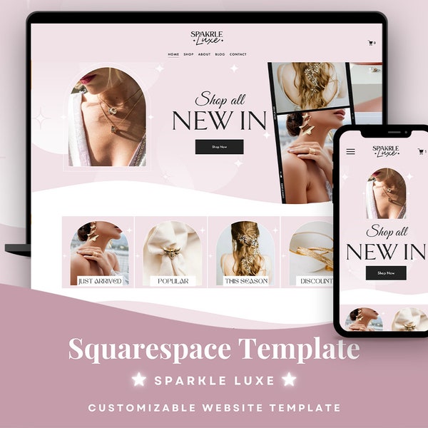Squarespace template 7.1, Pink website template, Build a website, Luxury website template, Ecommerce Website template, Boutique website