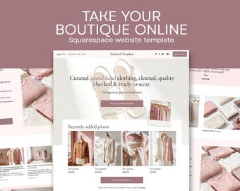 Blush Pink Boutique Website Template for Squarespace Ecommerce Fashion Store