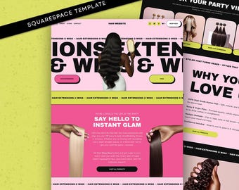 Hair Wig and Extensions Business Squarespace Template: Premade Website Design