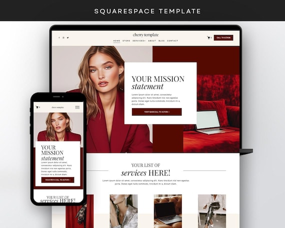 Bold Modern Squarespace Website Template: Virtual Assistant, Coach, Social Media Manager