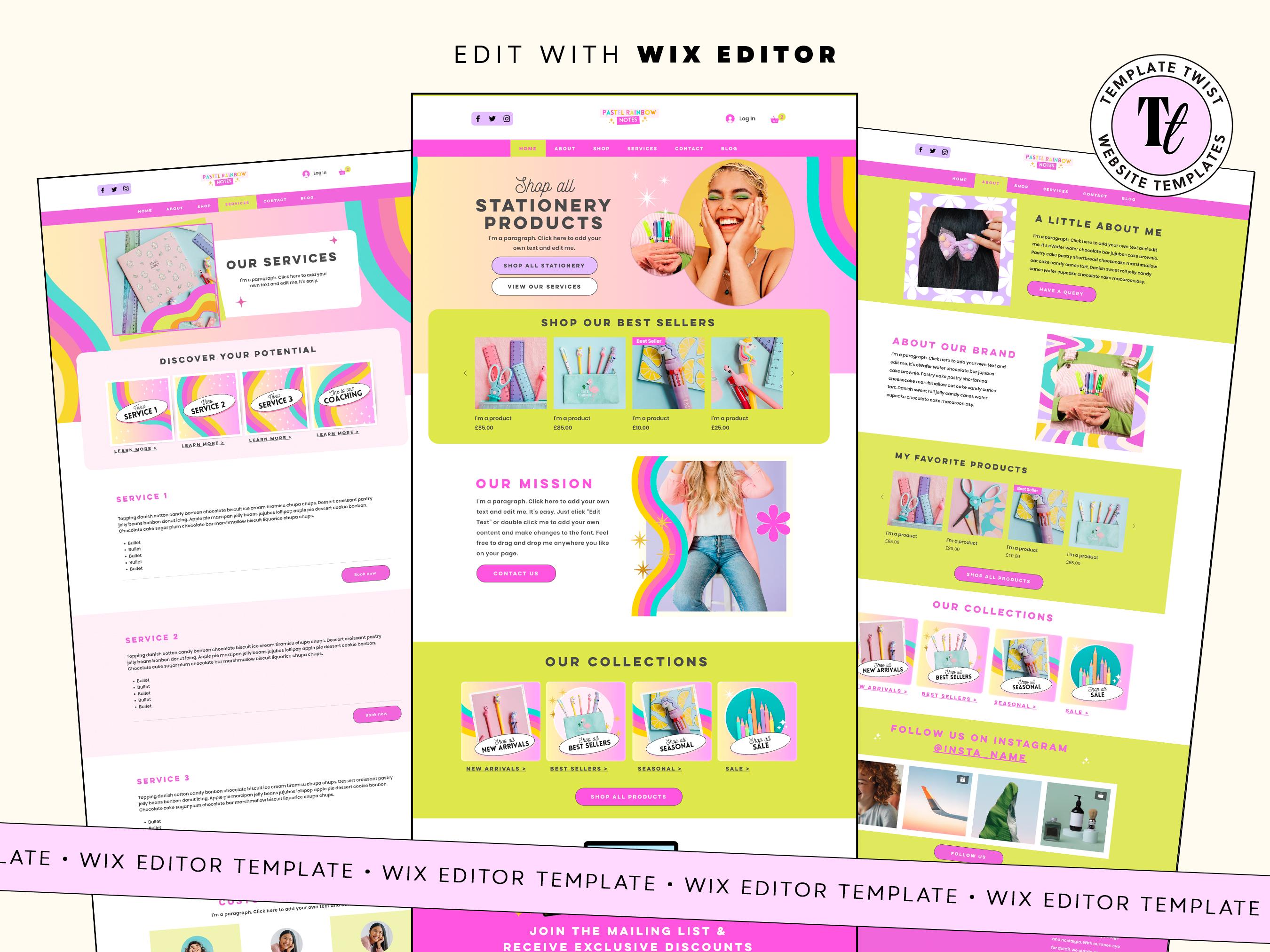 Colorful Wix Website Template: Funky Design, Branding Bundle - Etsy