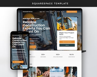 Construction Business Squarespace Template | Builder Website Design | Contractor Site Template