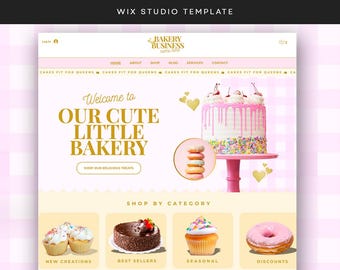 Luxury Bakery Website Template: Pink & Gold Wix Studio Theme