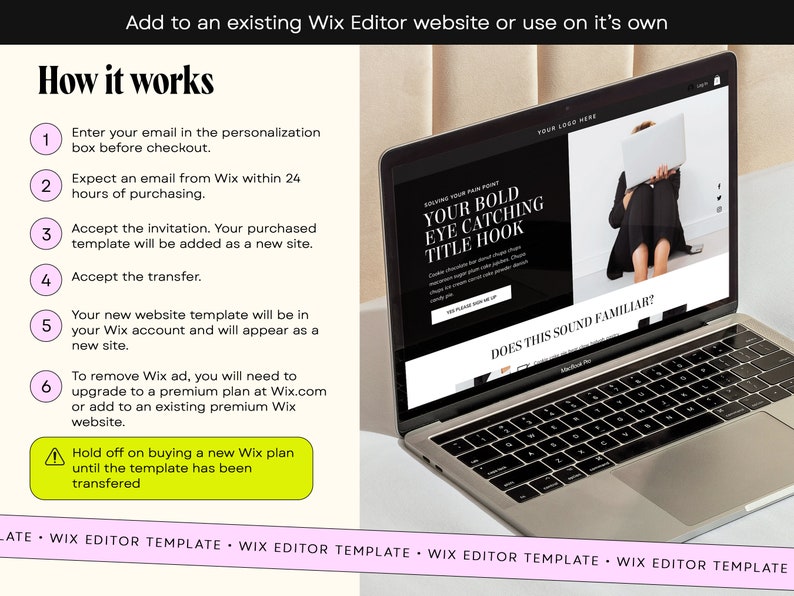 Wix Editor, faceless sales page, sales page template, landing page, luxury template, black website, online course, digital products, coaching website, wix theme, life coach, consultant website, consultancy template