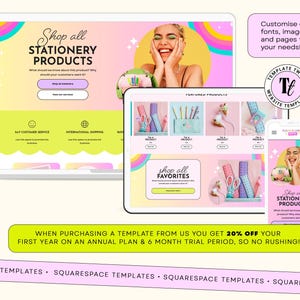 Colorful website, squarespace template, bold website template, template colorful, pastel website template, crafts squarespace, squarespace theme, branding bundle, template funky, retro colorful, kids rainbow, store template, clothing boutique