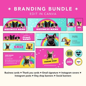Plantillas de paquete de marca: plantilla de kit de Canva, marca de mascotas, tienda de mascotas, marca de perros, marca llamativa, logotipo editable, tarjeta de presentación
