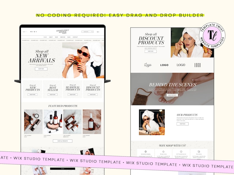 White minimal, website template, influencer website, website template, Wix Studio Template, ecommerce website, wix theme, white website, cream website, beige website, clean website, boutique design, ugc website